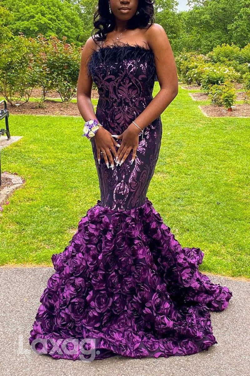 22583 - Strapless Sequins Mermaid Appliques Prom Dresses for Black Girl Slay - Fashionpara