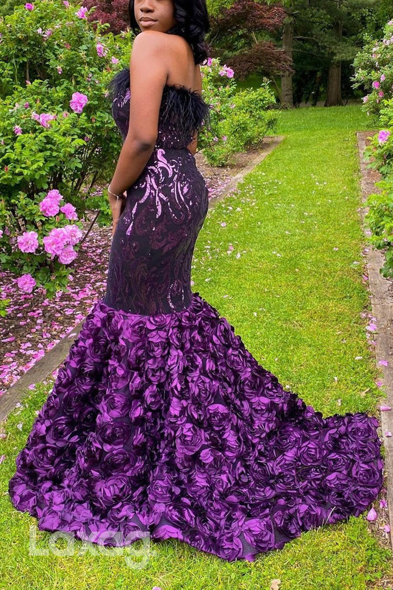 22583 - Strapless Sequins Mermaid Appliques Prom Dresses for Black Girl Slay - Fashionpara