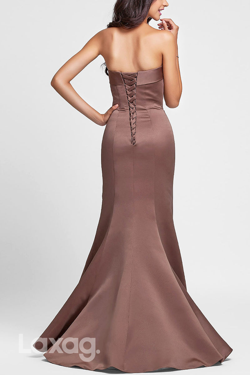 22746 - Strapless Sleek Satin Elegant Mermaid Mother of the Bride Dress - Fashionpara