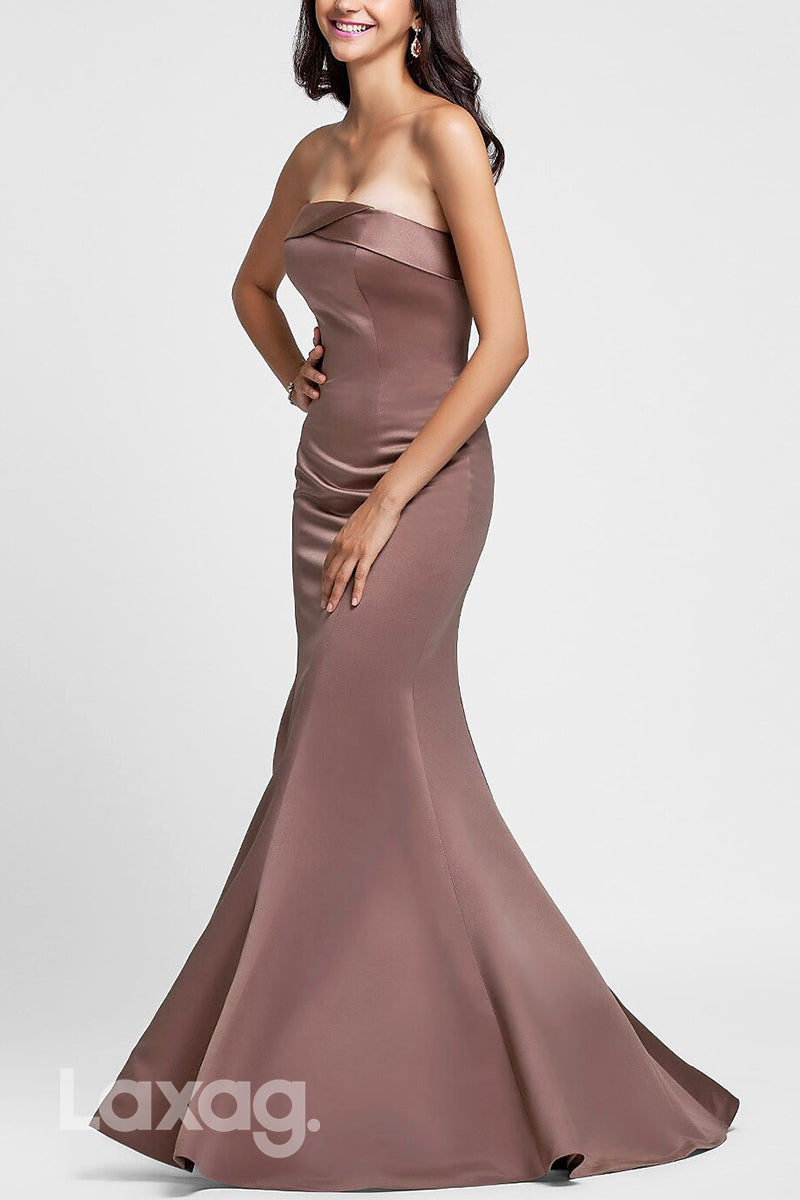 22746 - Strapless Sleek Satin Elegant Mermaid Mother of the Bride Dress - Fashionpara