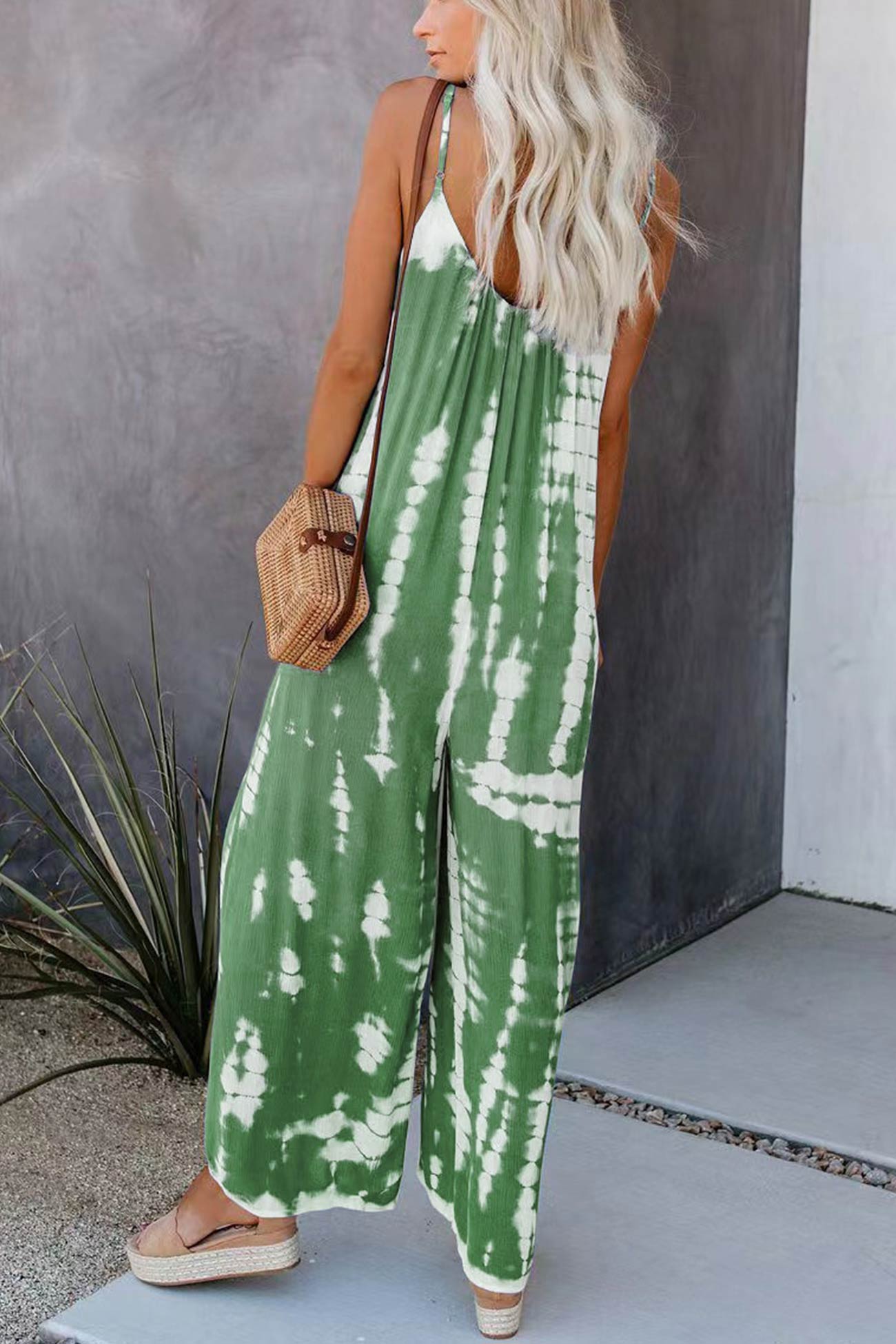 V Neck Tie Dyed Jumpsuits