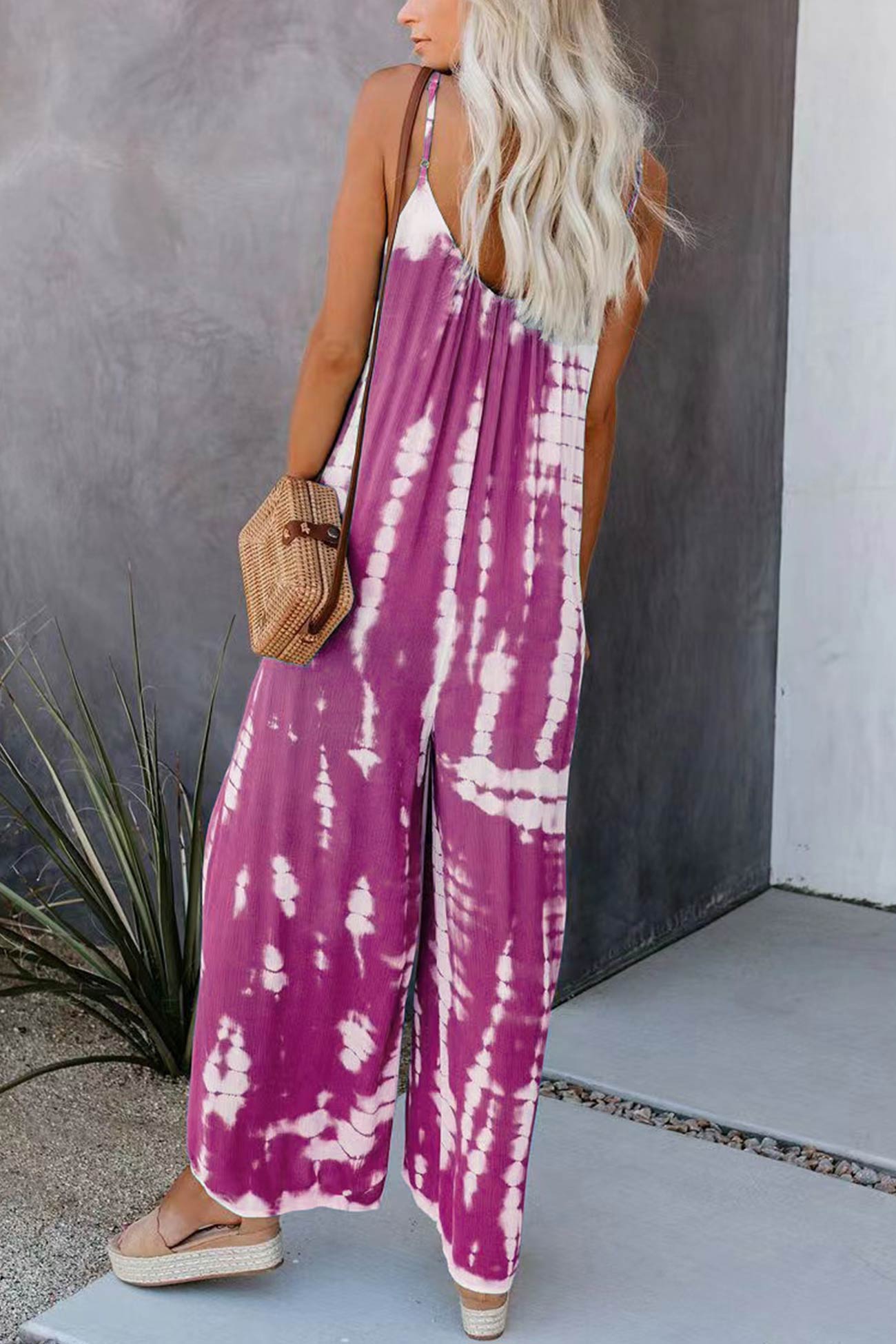 V Neck Tie Dyed Jumpsuits