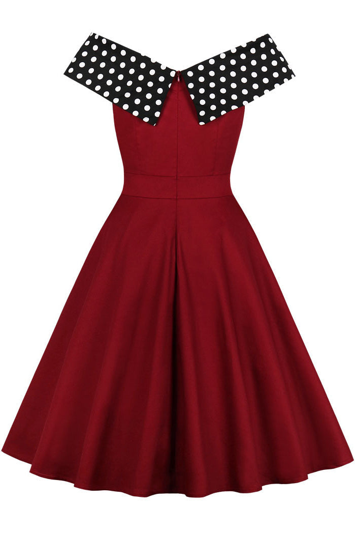 Vintage Polka Knot Patch A-line Dress