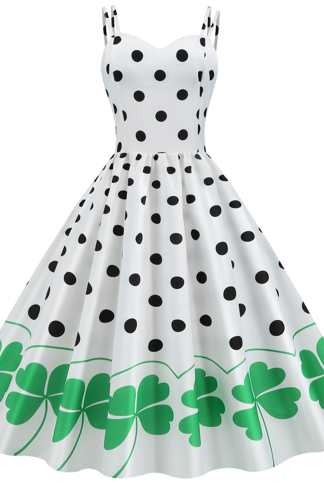 White And Black Polka Dot Sleeveless Dress