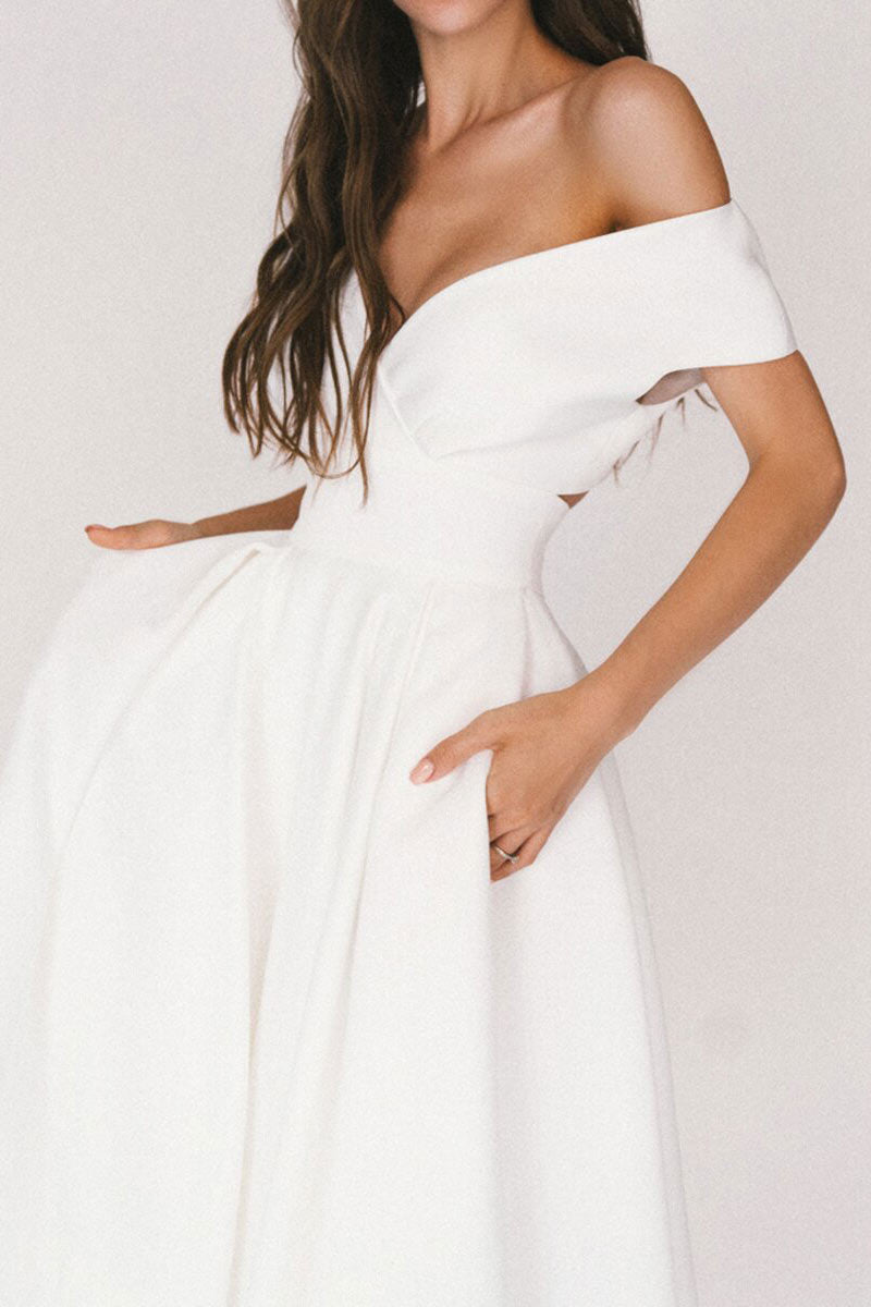 White Cut Out A-Line Cocktail Party Dresses