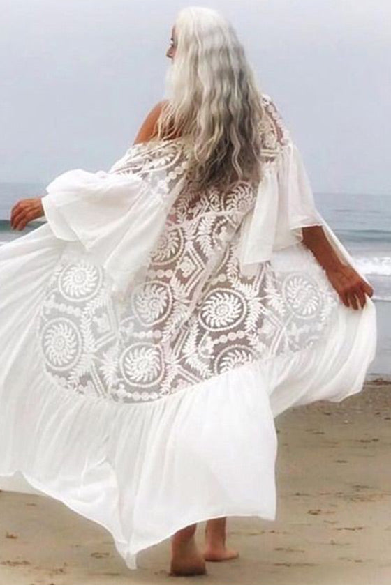 White Lace See Through Summer Beach Dresses 