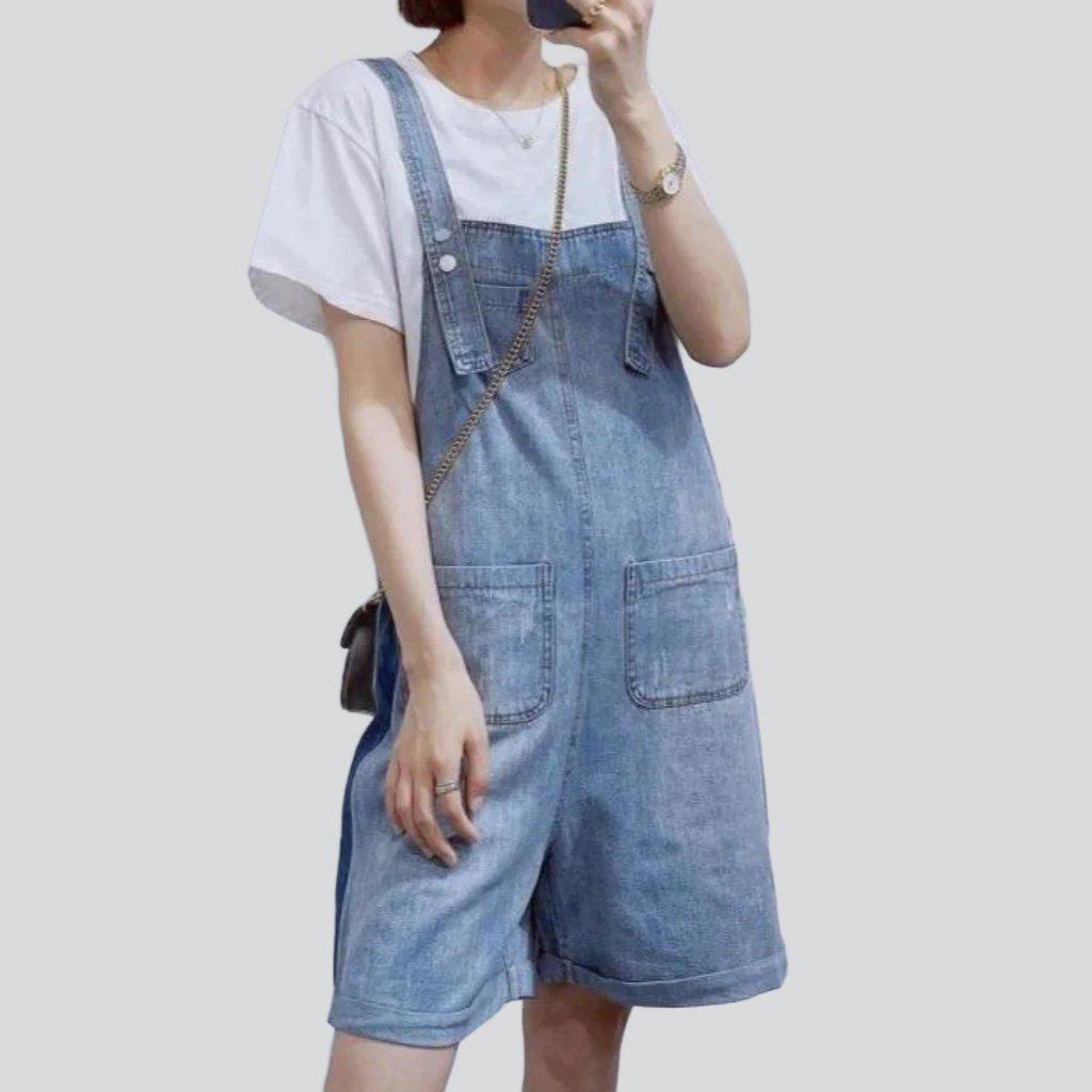 Women's denim romper with bands - Fashionpara