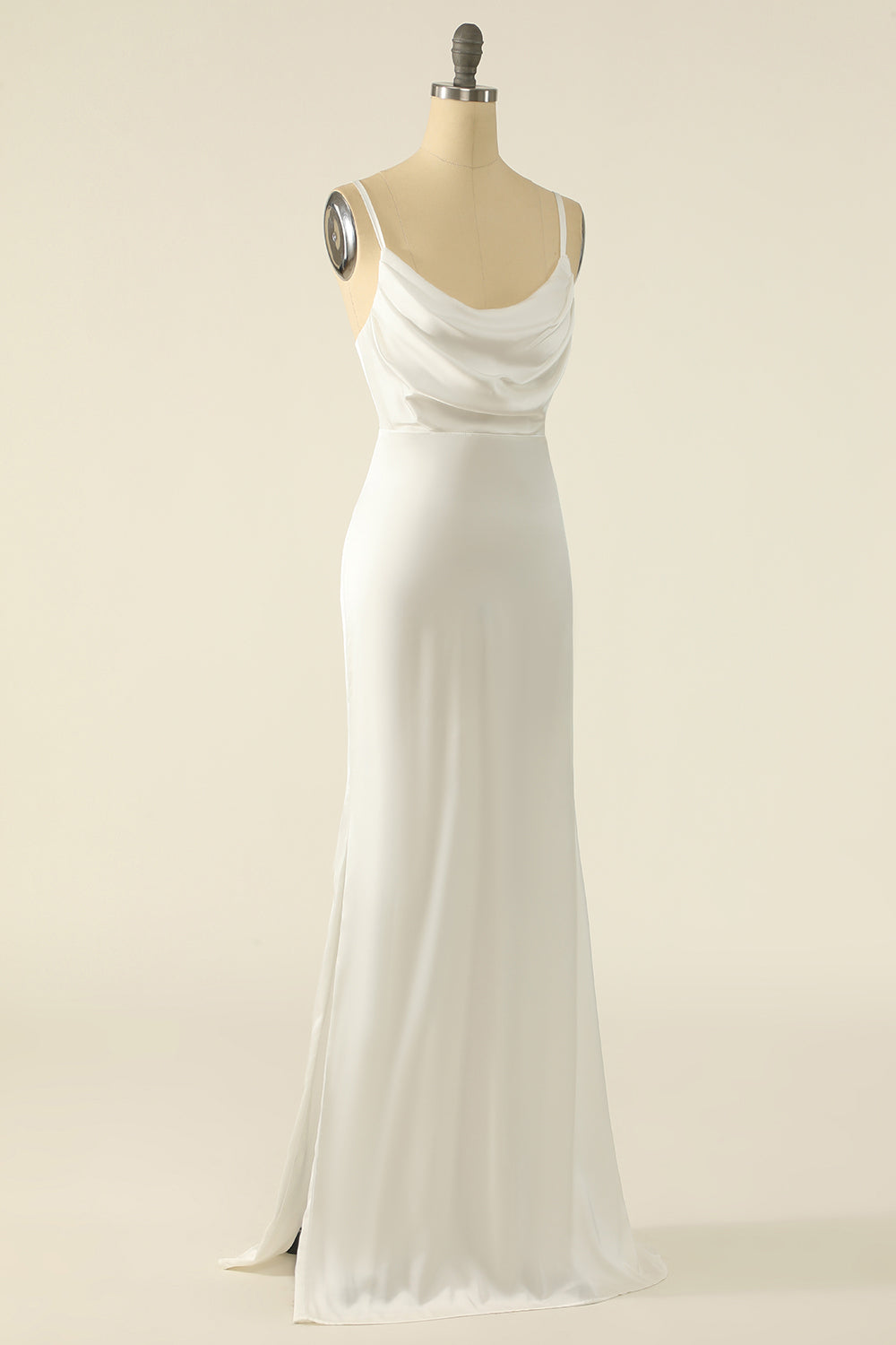 Ivory Satin Simple Prom Dress