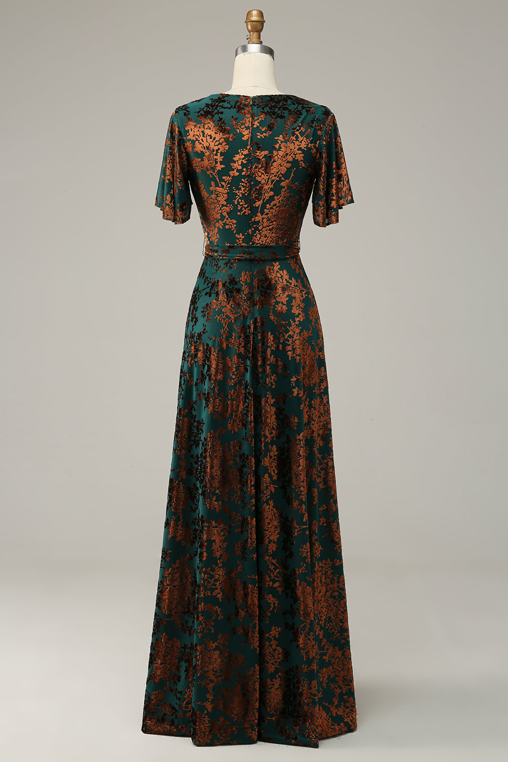 Burnout Velvet Dark Green Floor Length Dress