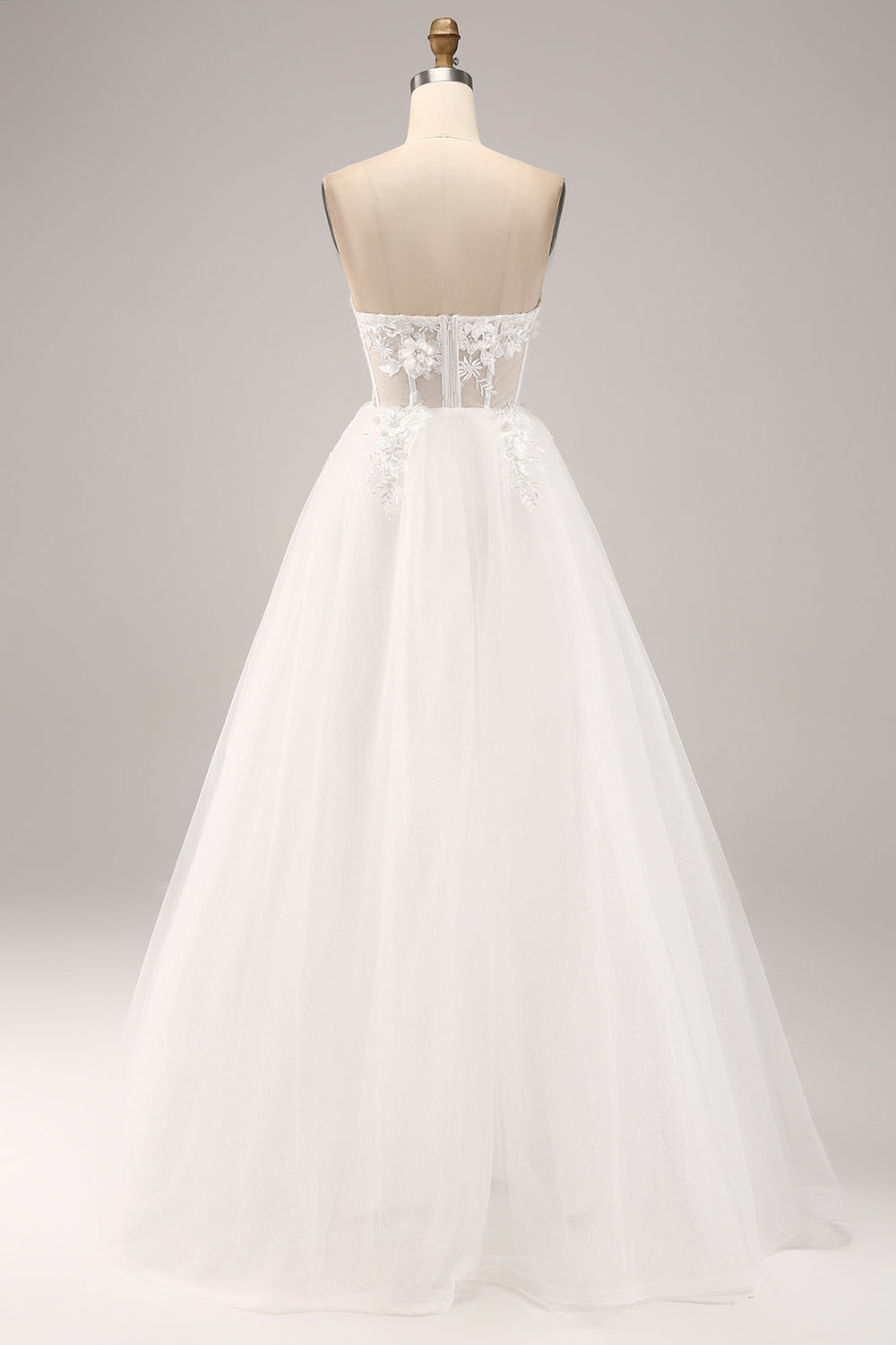 Off the Shoulder Tulle Wedding Dress with Appliques