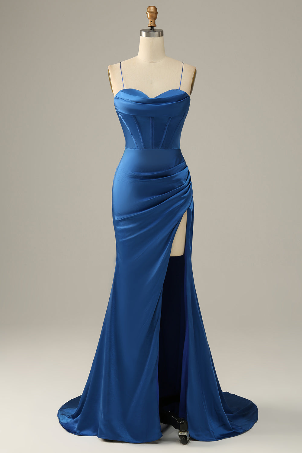 Royal Blue Spaghetti Straps Mermaid Prom Dress