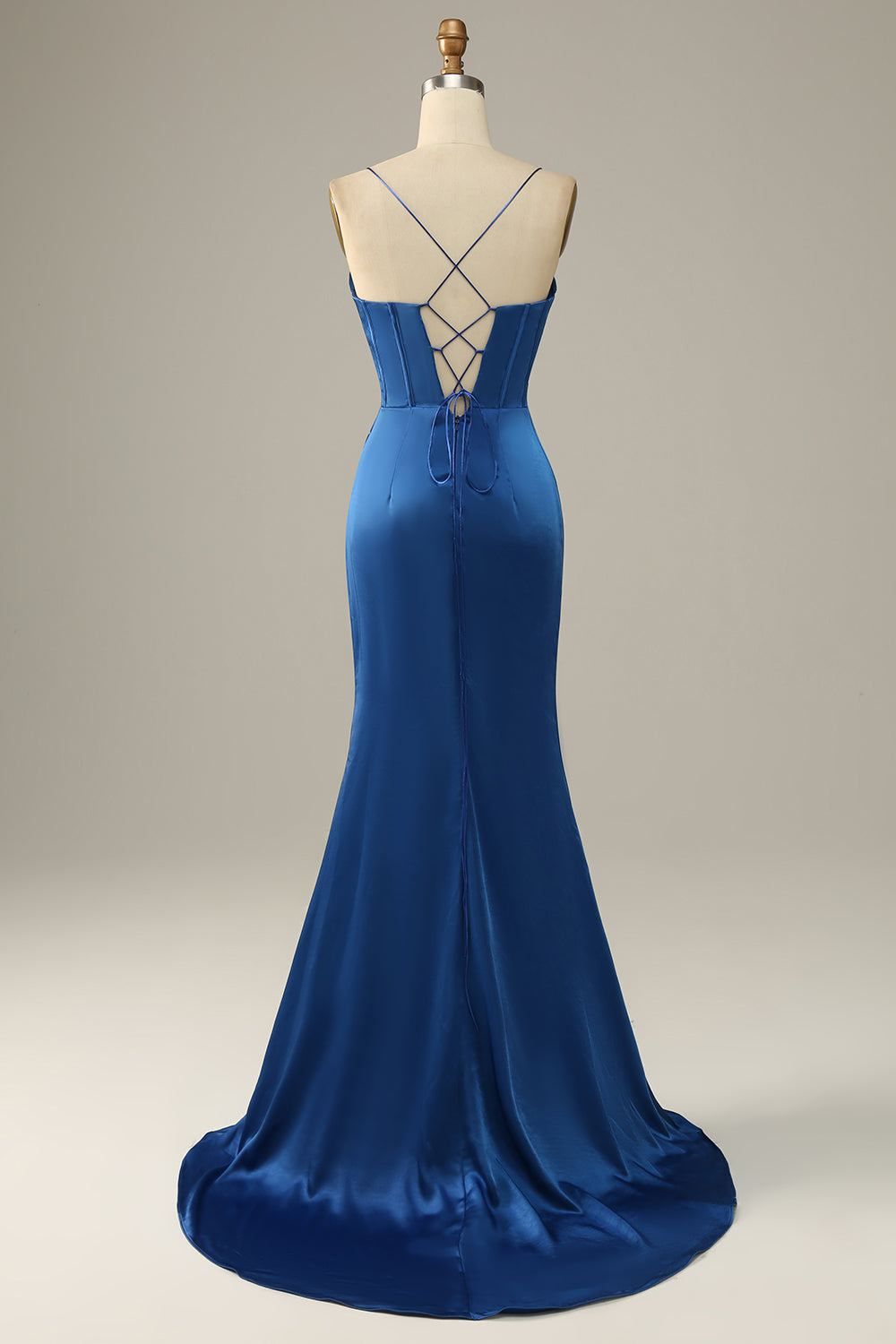 Royal Blue Spaghetti Straps Mermaid Prom Dress