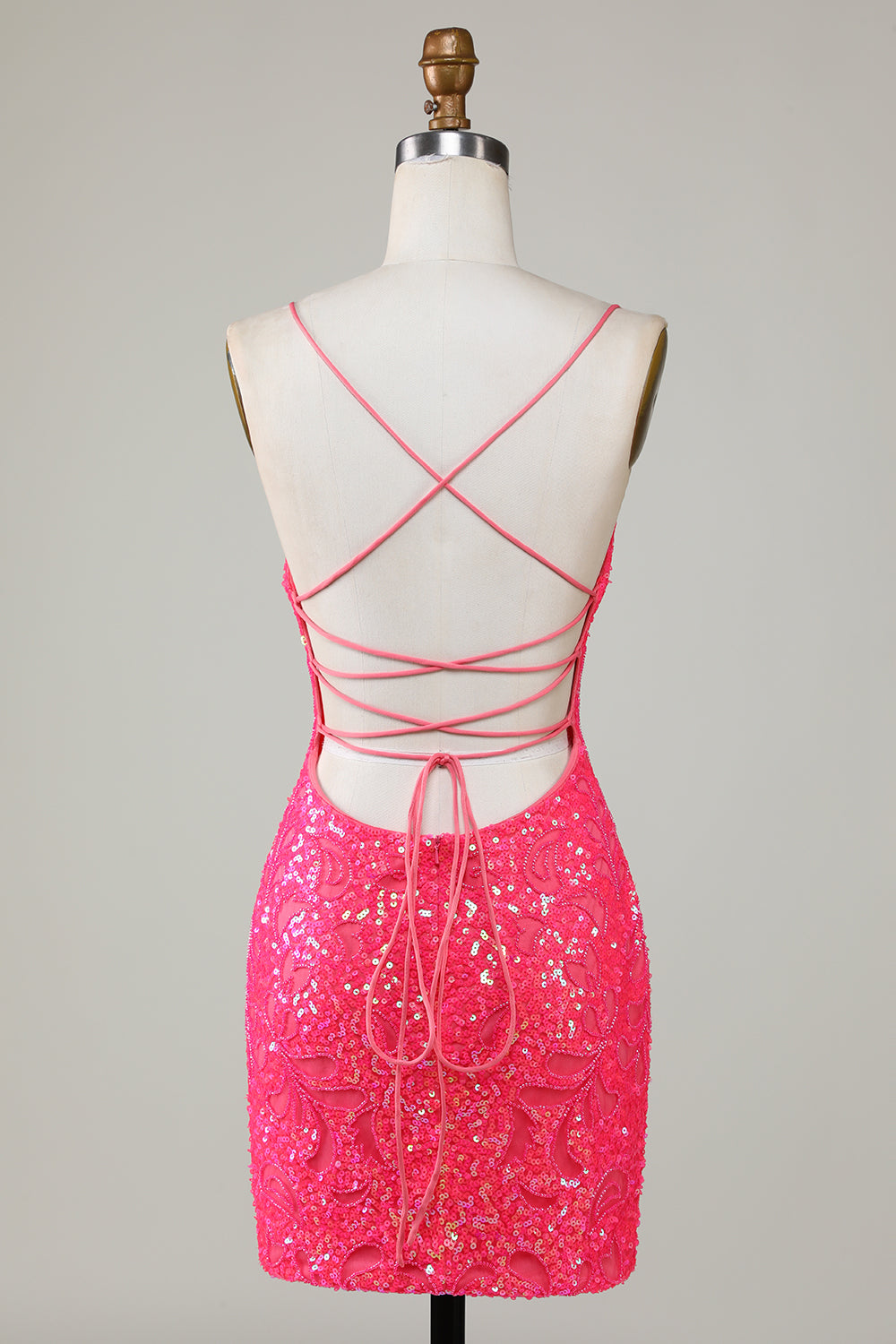 Unique Sparkly Fuchsia Beaded Tight Short Homecoming Dress