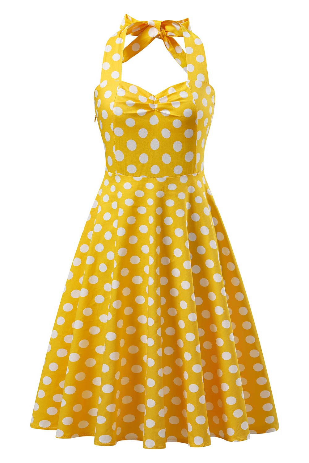 Yellow Halter Polka Dot Vintage Dress