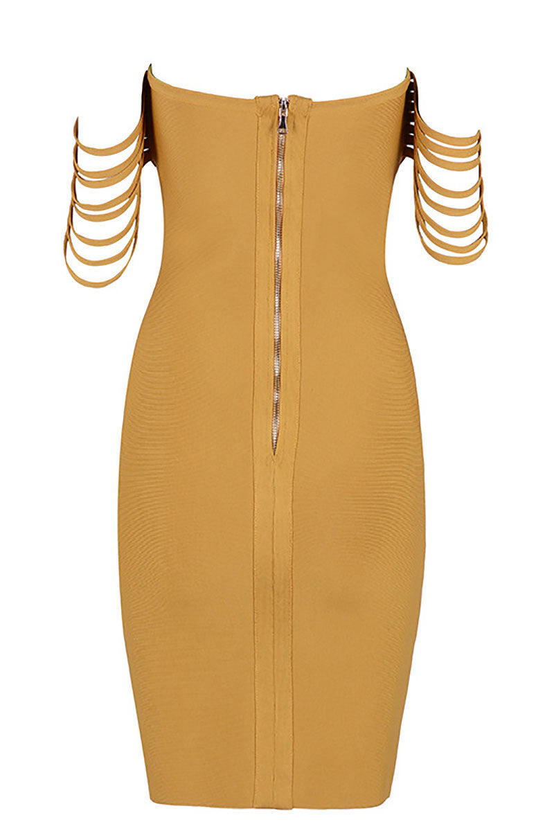 Yellow Off-the-shoulder Sexy Bandage Dress