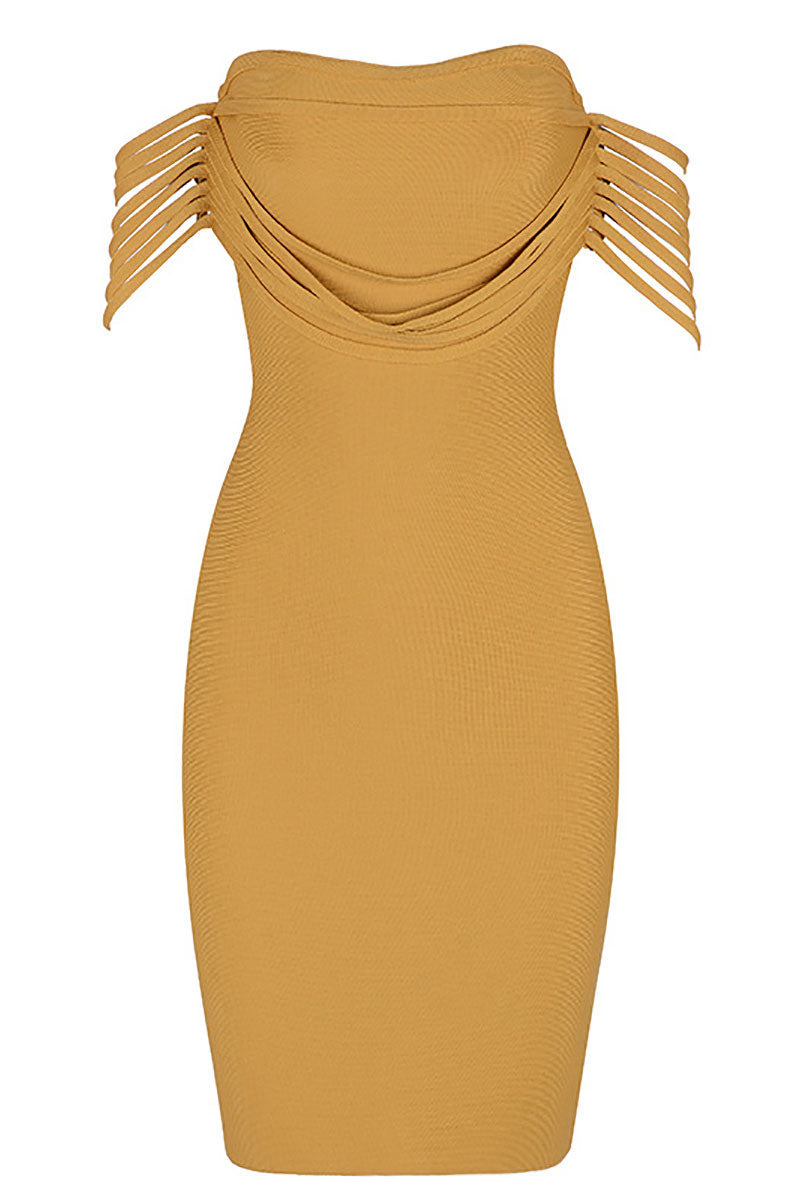 Yellow Off-the-shoulder Sexy Bandage Dress