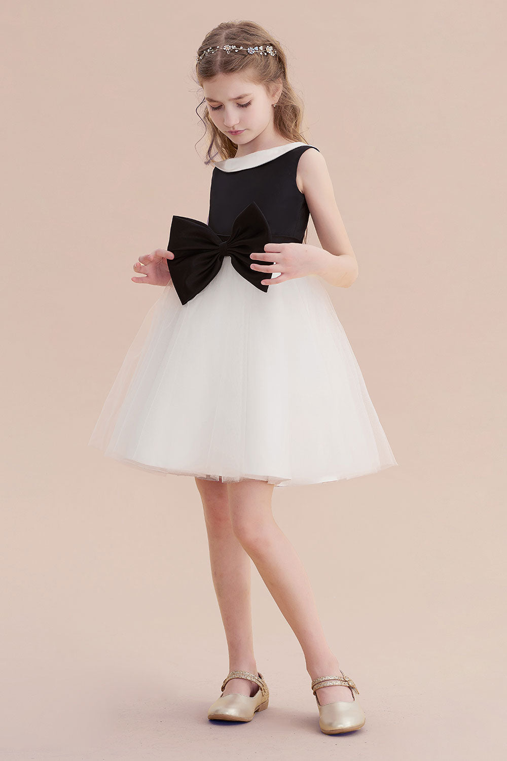 A-Line Affordable Bow Tulle Flower Girl Dress On Sale - Fashionpara