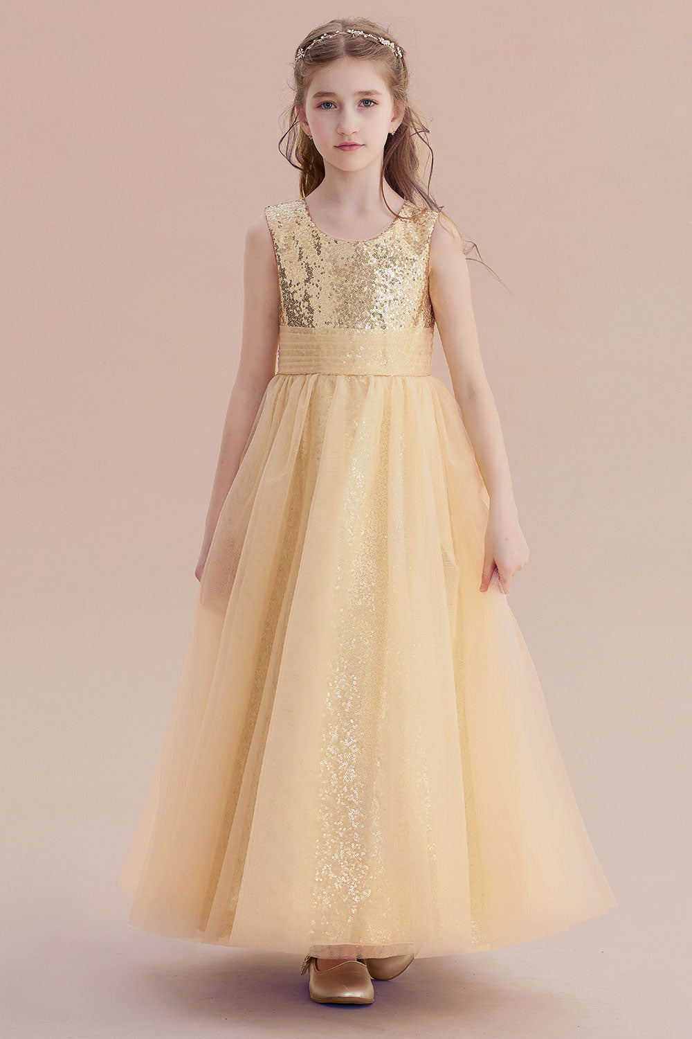 A-Line Awesome Sequins Tulle Flower Girl Dress