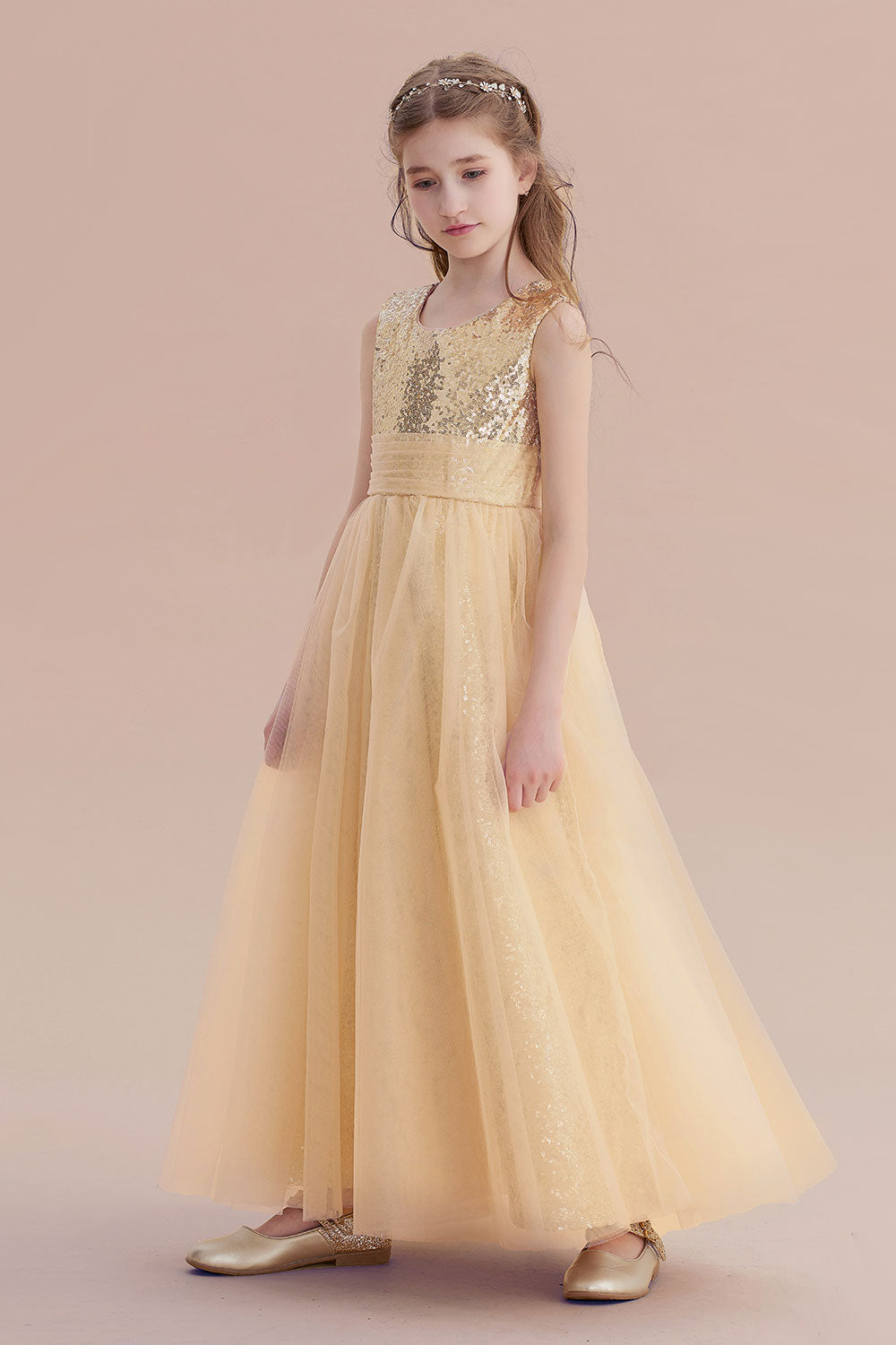 A-Line Awesome Sequins Tulle Flower Girl Dress