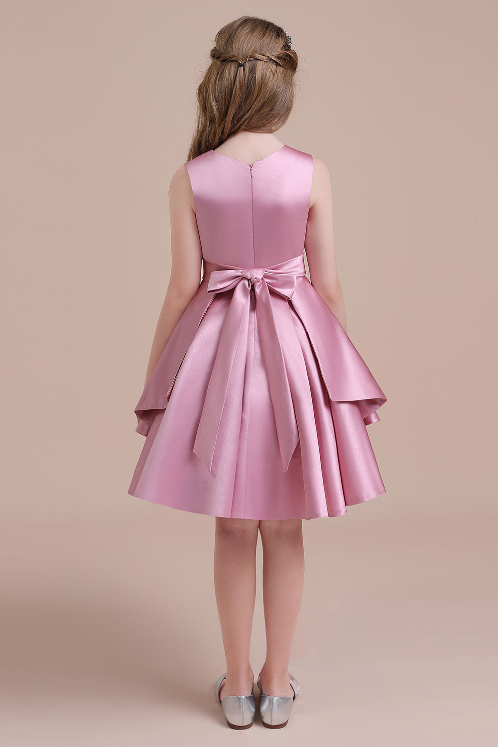 A-Line Best Satin Knee Length Flower Girl Dress