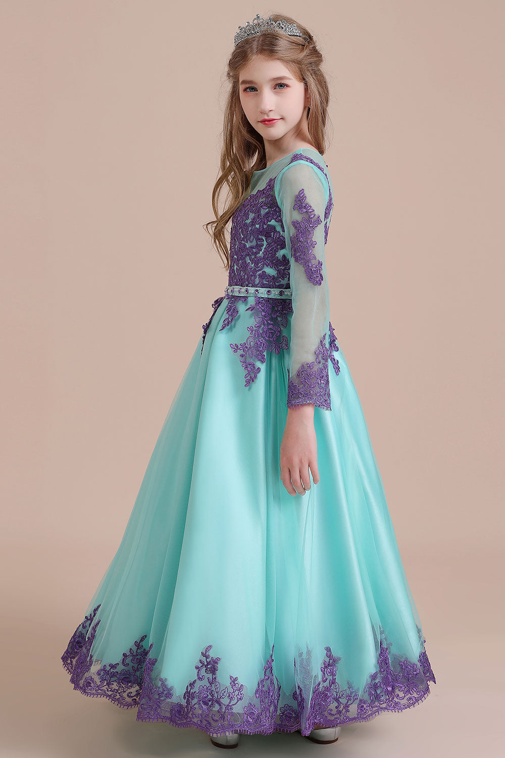 A-Line Chic Long Sleeve Appliques Flower Girl Dress - Fashionpara