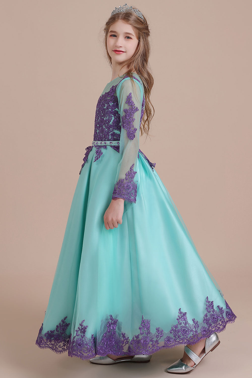 A-Line Chic Long Sleeve Appliques Flower Girl Dress - Fashionpara