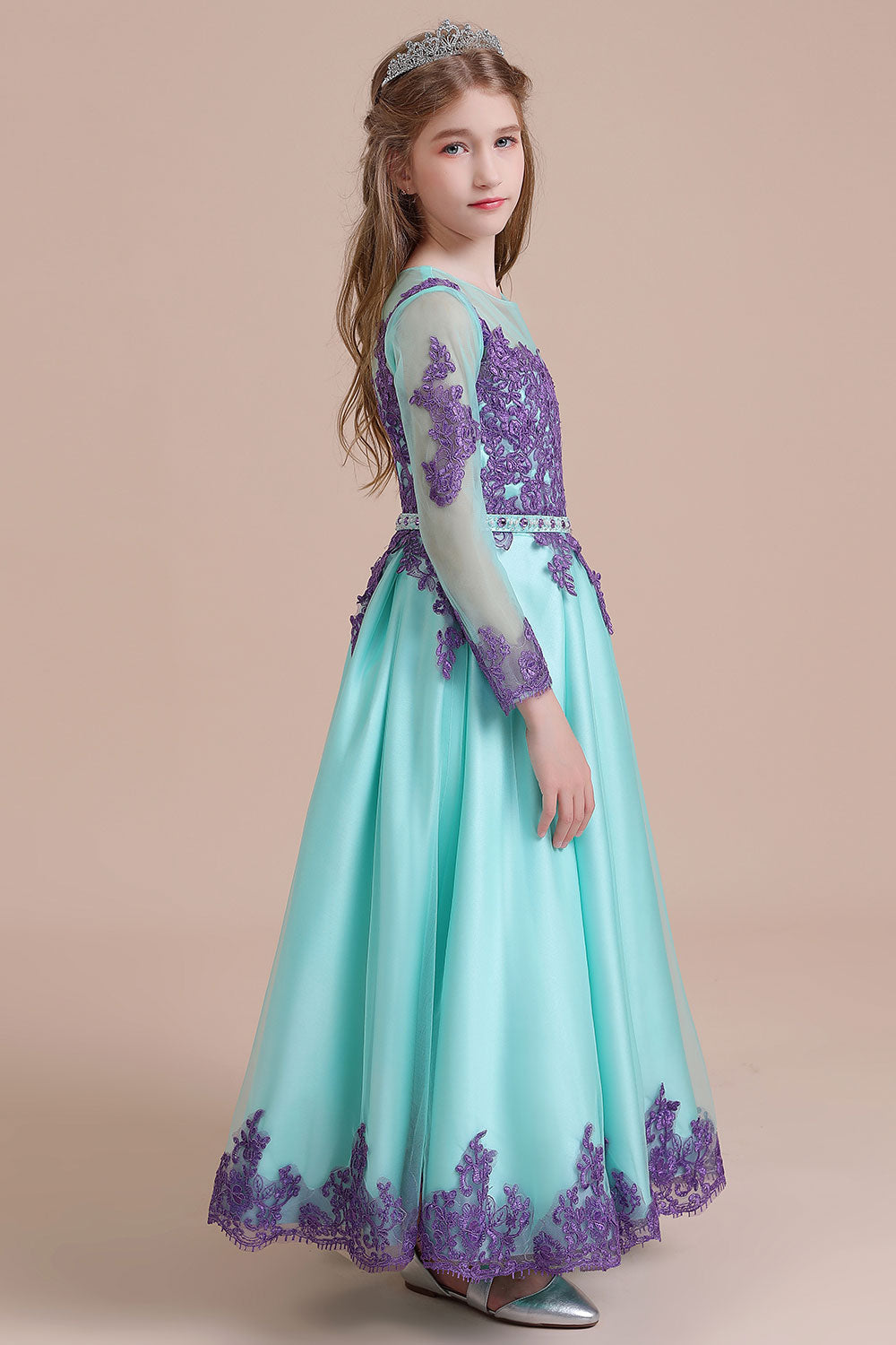 A-Line Chic Long Sleeve Appliques Flower Girl Dress - Fashionpara