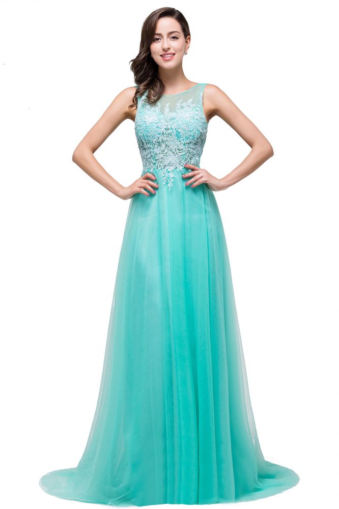 Vintage Tulle A-Line Court Train Evening Dress With Appliques