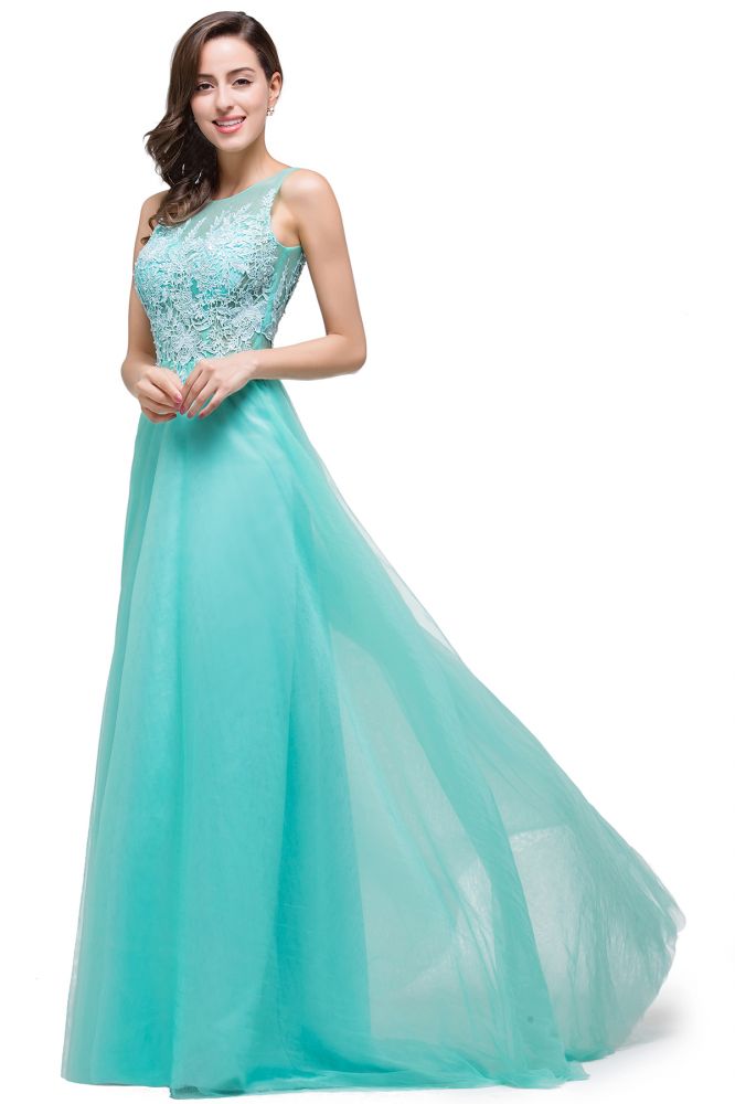 Vintage Tulle A-Line Court Train Evening Dress With Appliques