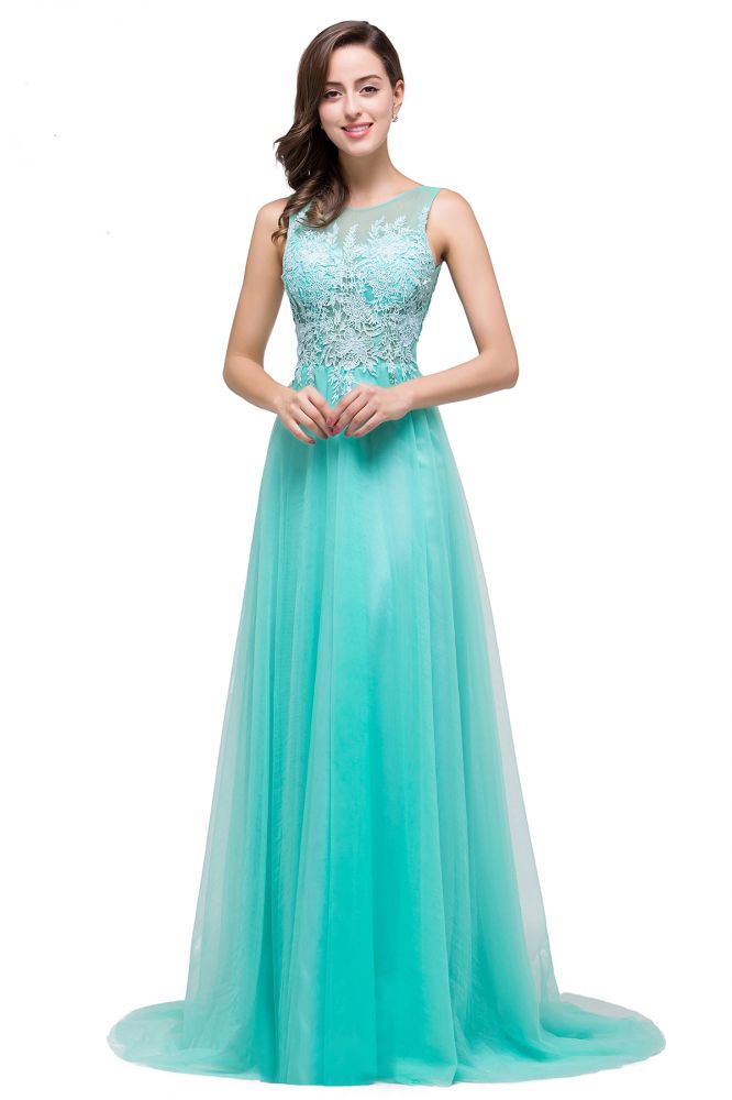 Vintage Tulle A-Line Court Train Evening Dress With Appliques