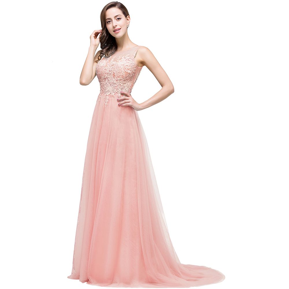 Vintage Tulle A-Line Court Train Evening Dress With Appliques