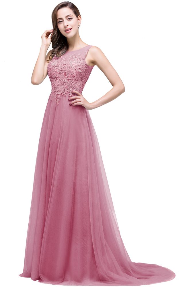 Vintage Tulle A-Line Court Train Evening Dress With Appliques