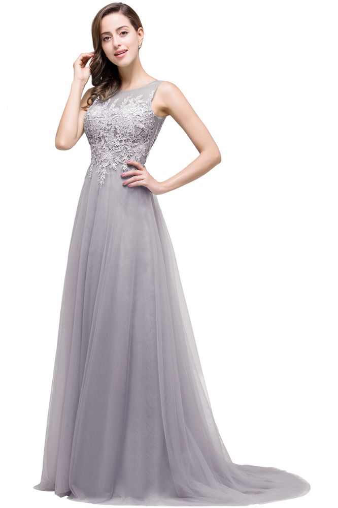 Vintage Tulle A-Line Court Train Evening Dress With Appliques