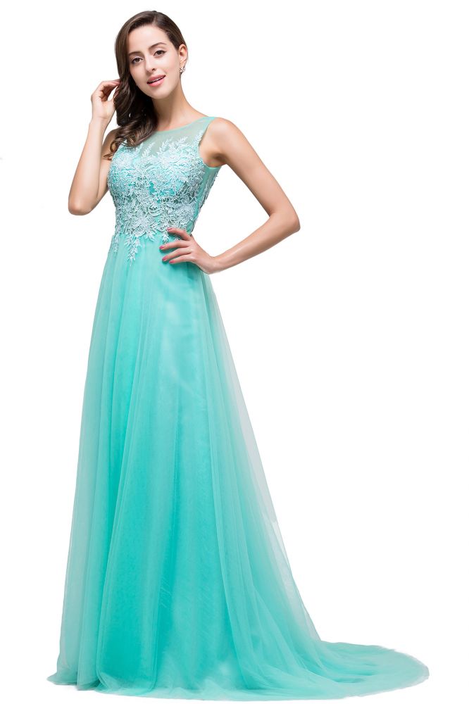 Vintage Tulle A-Line Court Train Evening Dress With Appliques