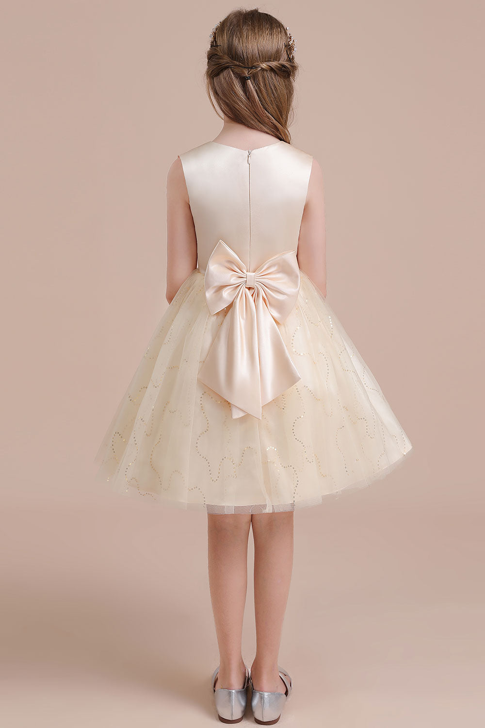 A-Line Cute Sequins Tulle Flower Girl Dress