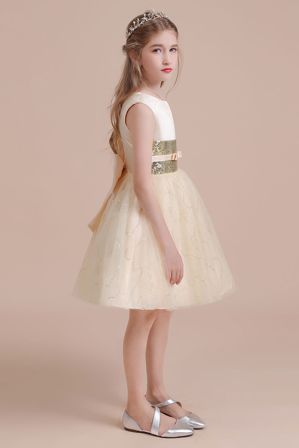 A-Line Cute Sequins Tulle Flower Girl Dress