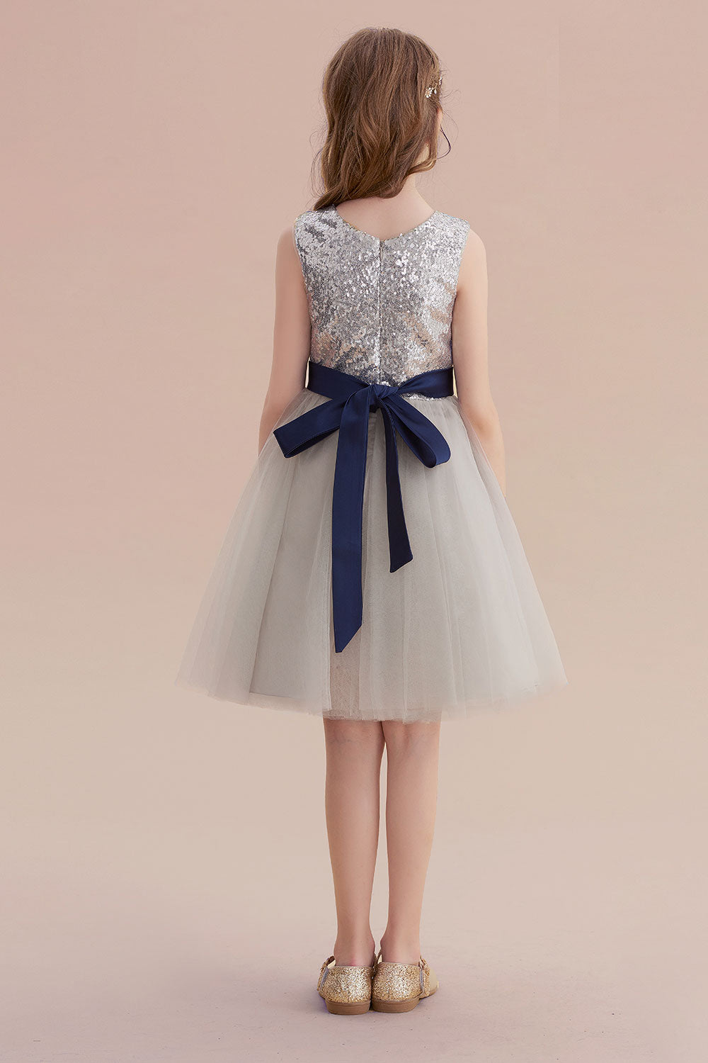 A-Line Elegant Sequins Tulle Flower Girl Dress On Sale - Fashionpara