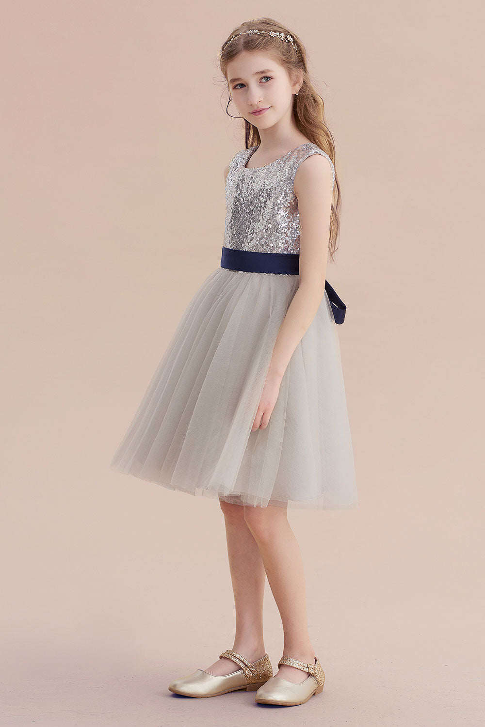 A-Line Elegant Sequins Tulle Flower Girl Dress On Sale - Fashionpara