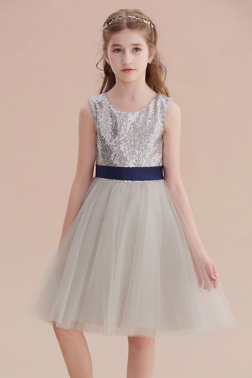 A-Line Elegant Sequins Tulle Flower Girl Dress On Sale - Fashionpara