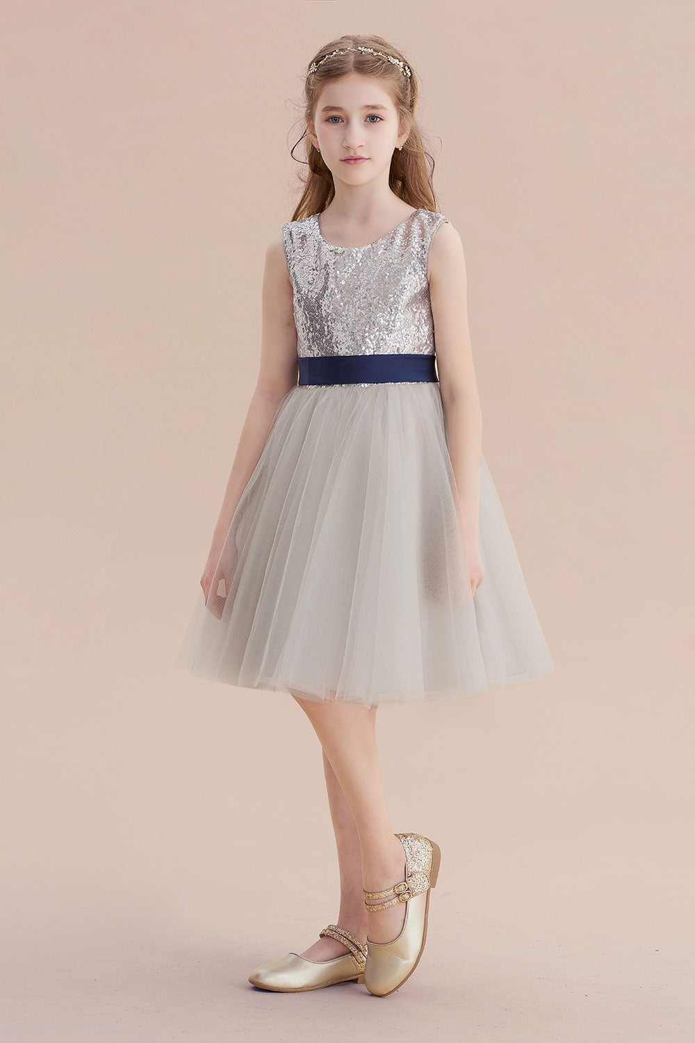 A-Line Elegant Sequins Tulle Flower Girl Dress On Sale - Fashionpara