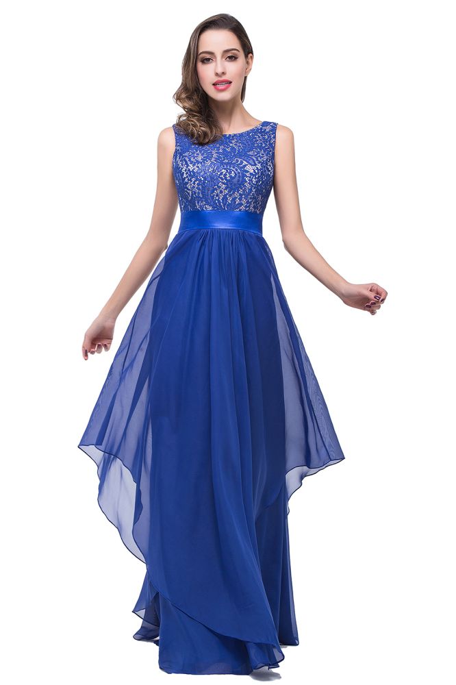 Beautiful Chiffon A-Line Floor-Length Lace Evening Dress