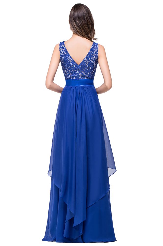 Beautiful Chiffon A-Line Floor-Length Lace Evening Dress