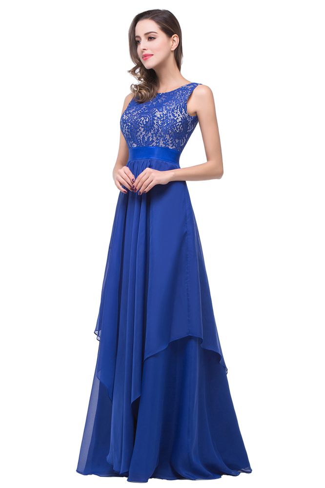 Beautiful Chiffon A-Line Floor-Length Lace Evening Dress