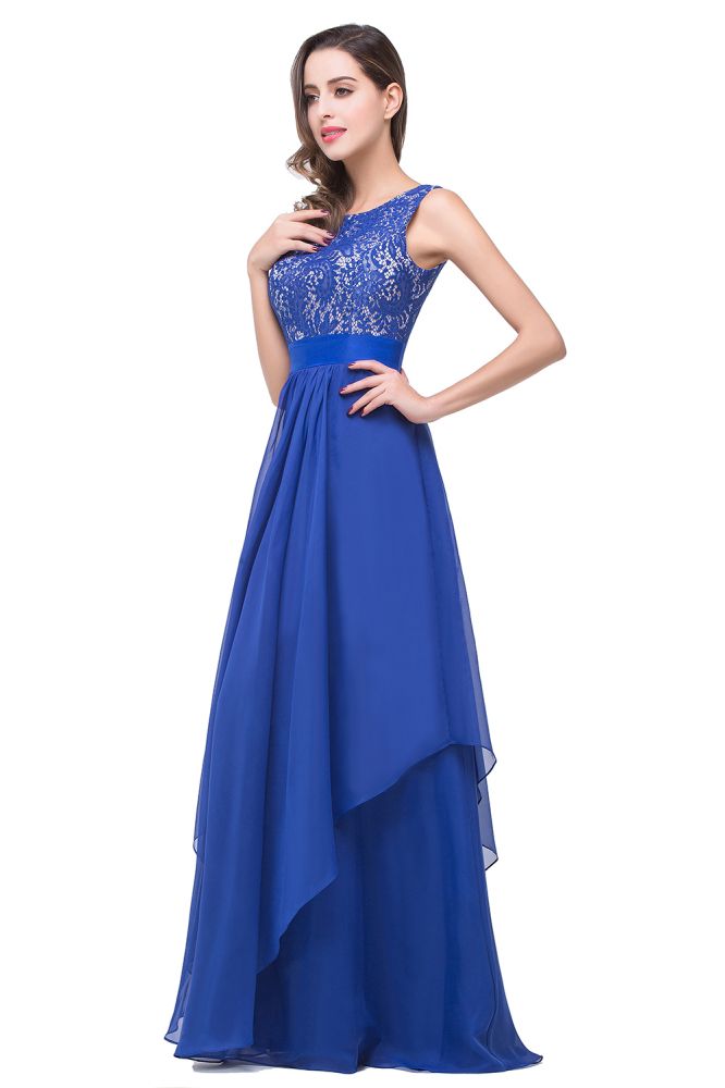 Beautiful Chiffon A-Line Floor-Length Lace Evening Dress