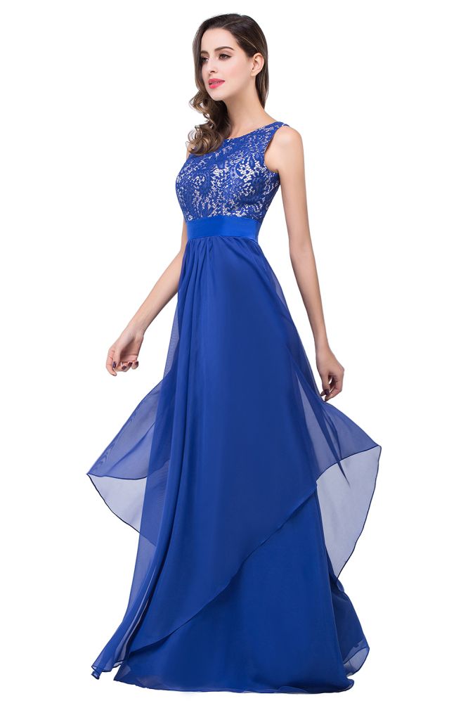 Beautiful Chiffon A-Line Floor-Length Lace Evening Dress