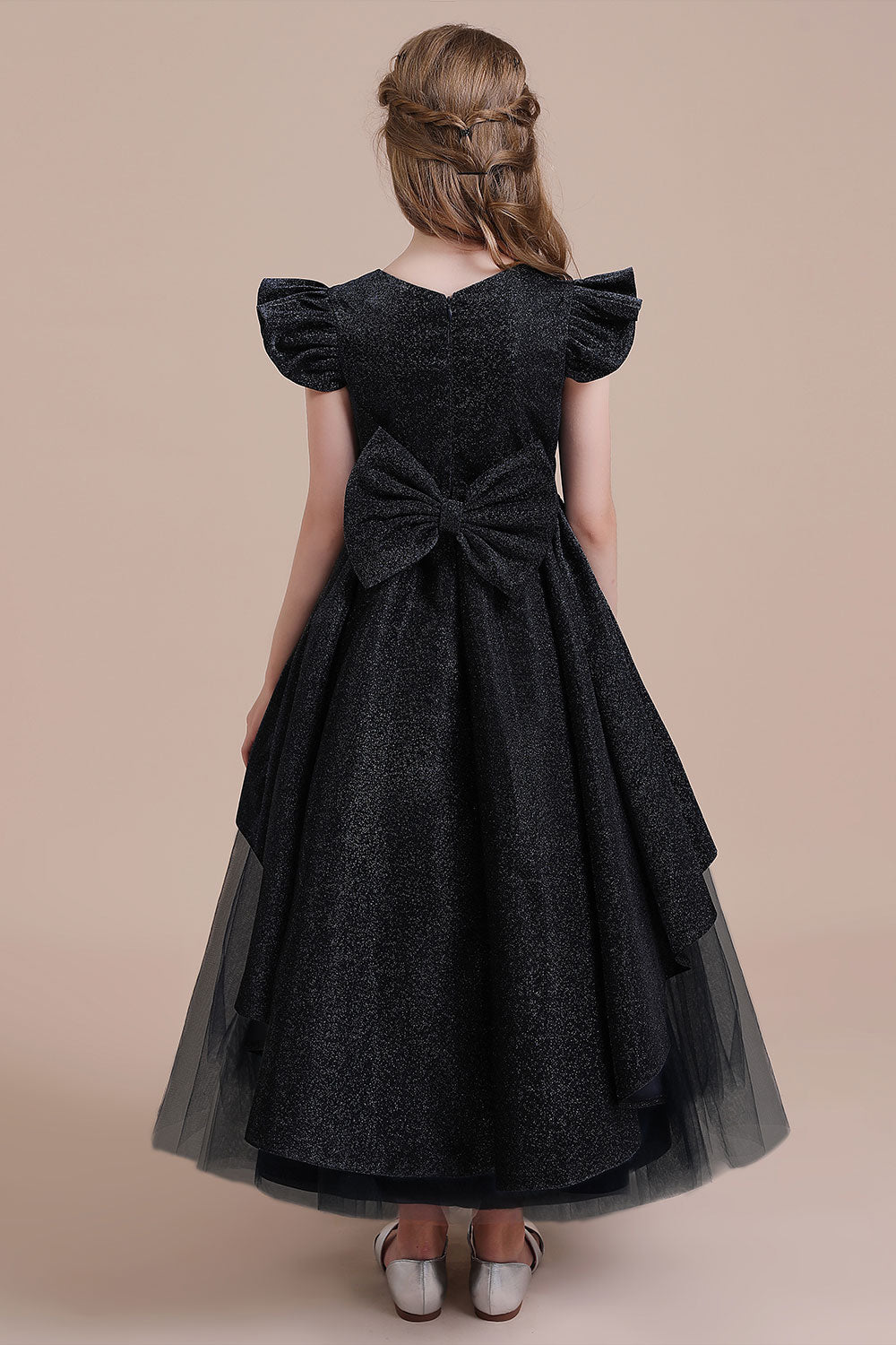 A-Line Glitter Cap Sleeve Tulle Flower Girl Dress On Sale - Fashionpara