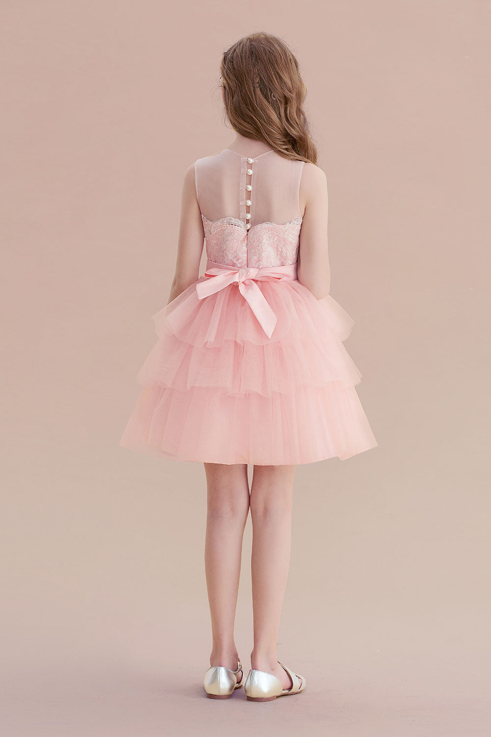 A-Line Graceful Layered Tulle Flower Girl Dress - Fashionpara