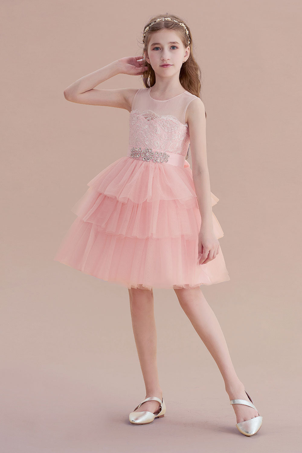 A-Line Graceful Layered Tulle Flower Girl Dress