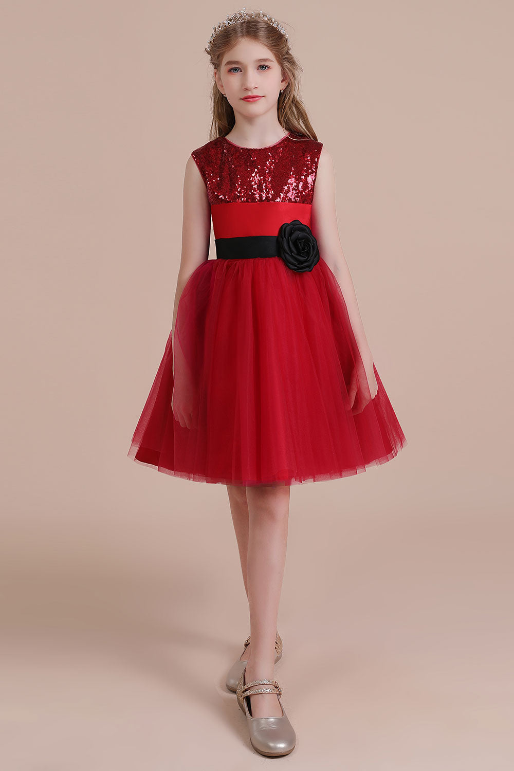 A-Line Graceful Sequins Tulle Flower Girl Dress - Fashionpara