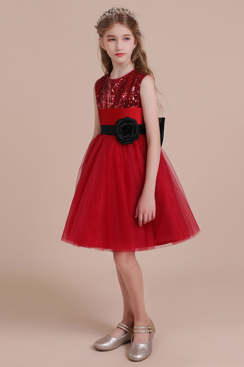 A-Line Graceful Sequins Tulle Flower Girl Dress - Fashionpara